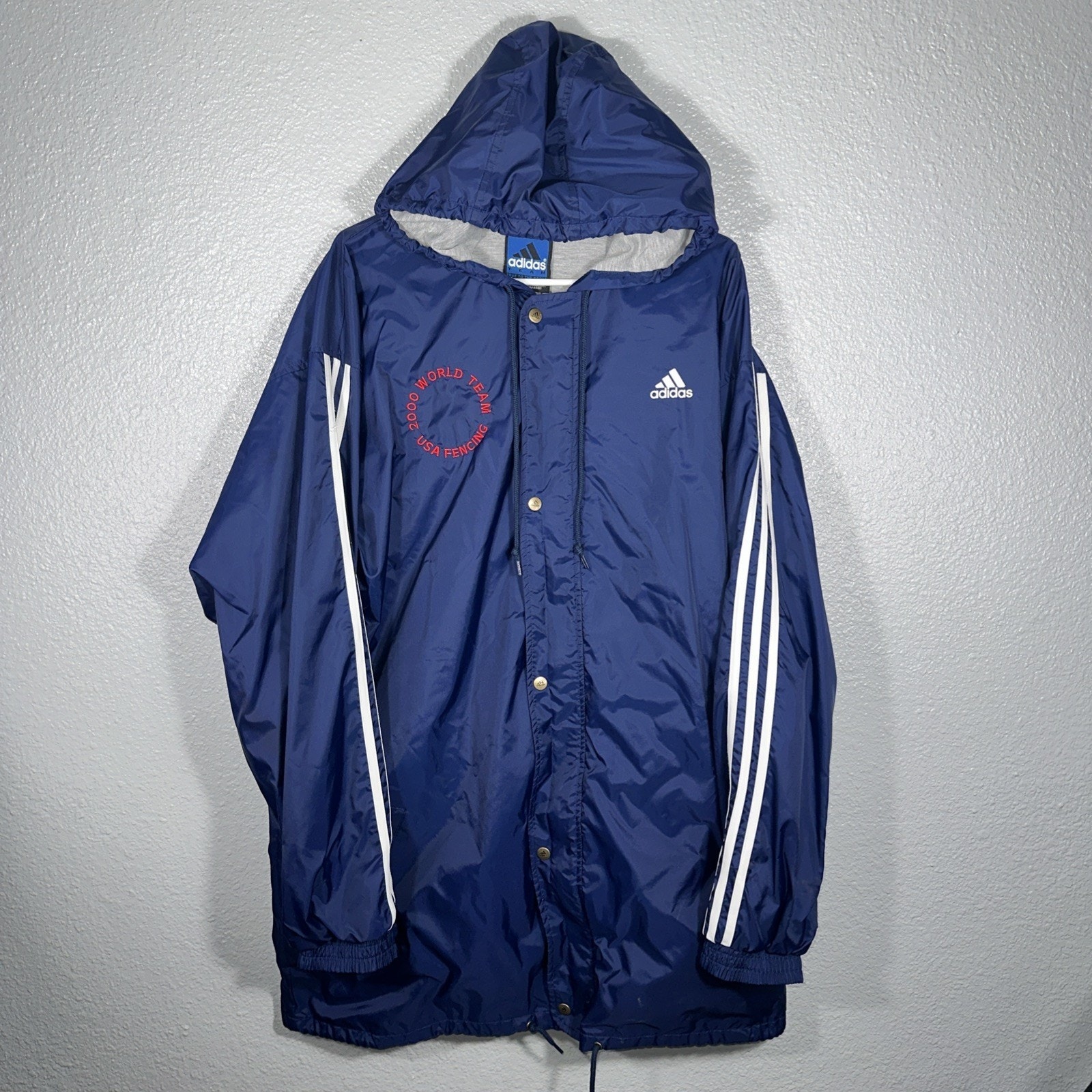 Vintage 2000 Adidas Equipment Blue Black Usa World Team Fencing Coat Jacket Xl Vintage 2000 Adidas Equipment Blue Black Usa World Team Fencing Coat Jacket Xl